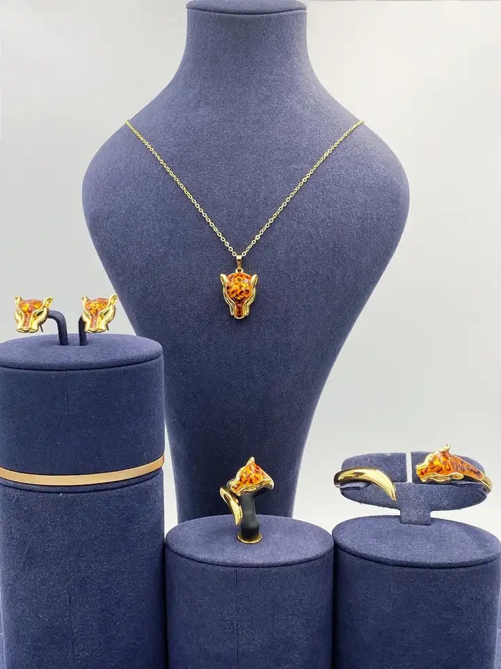 Leopard/ Asian Leopard Cat (or Bengal) inspired Costume Jewelry Set