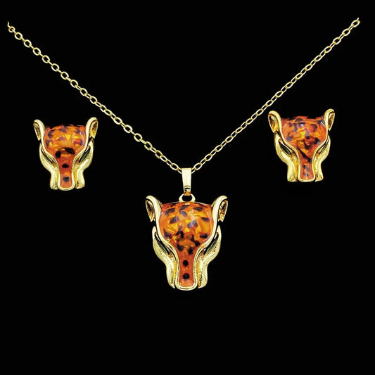 Leopard/ Asian Leopard Cat (or Bengal) inspired Costume Jewelry Set