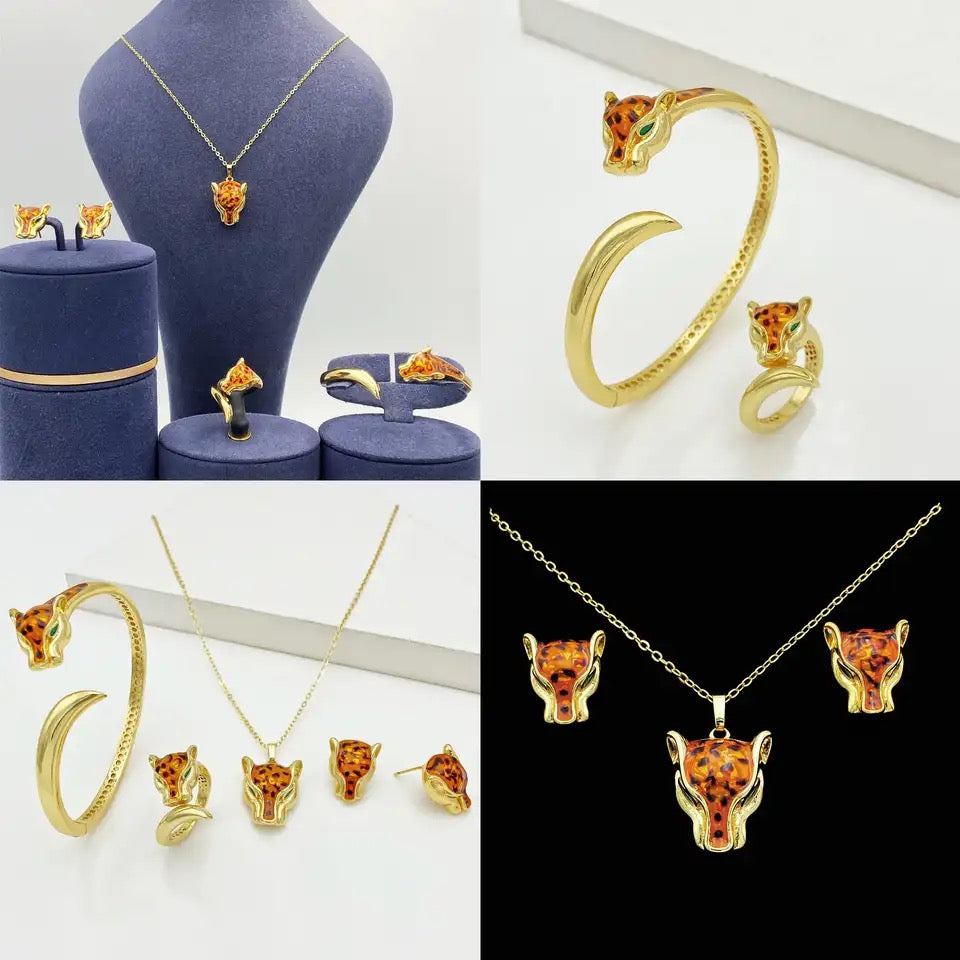 Leopard/ Asian Leopard Cat (or Bengal) inspired Costume Jewelry Set