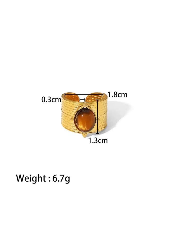 African Tiger Eye Stone Ring